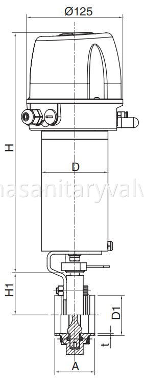 DIN Food Grade Intelligent Pneumatic Butterfly Valve Welded